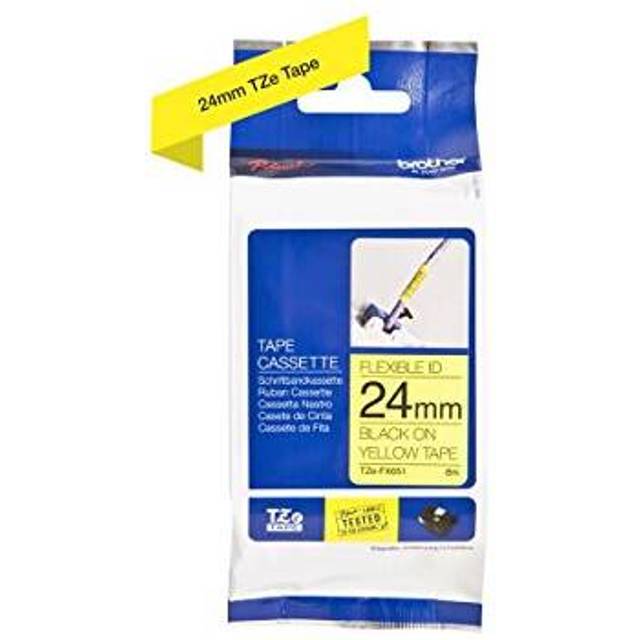 Brother TZEFX651 Black on Yellow 8M x 24mm Flexi Tape