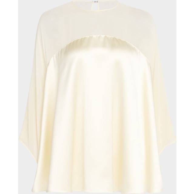 Apollo Sheer Silk Charmeuse Top - CREAM - X-Large