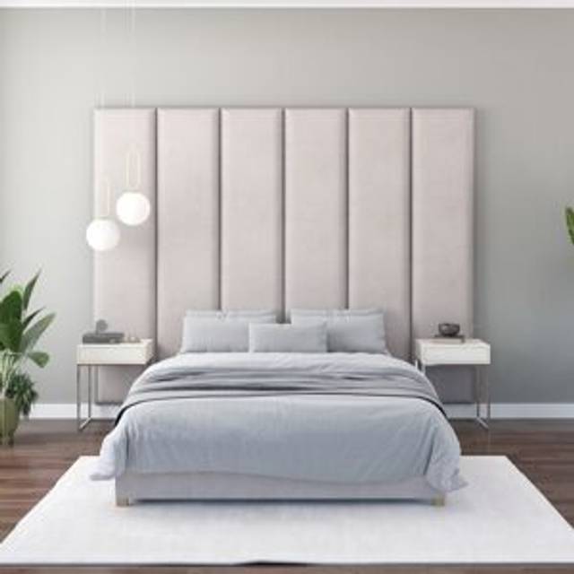 Natalia 45cm x 210cm Upholstered Wall Paneling - Silver (210cm H X 45cm W)