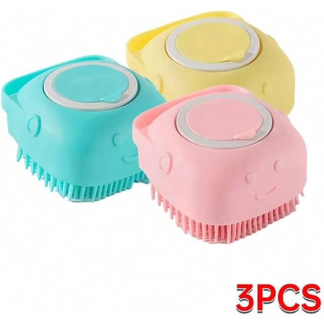 (Light Grey) Pet Bathing Brush Soft Silicone Massager Brush Shower Gel Bathing Brush Clean Tools Comb Dog Cat Cleaning Grooming Supplies