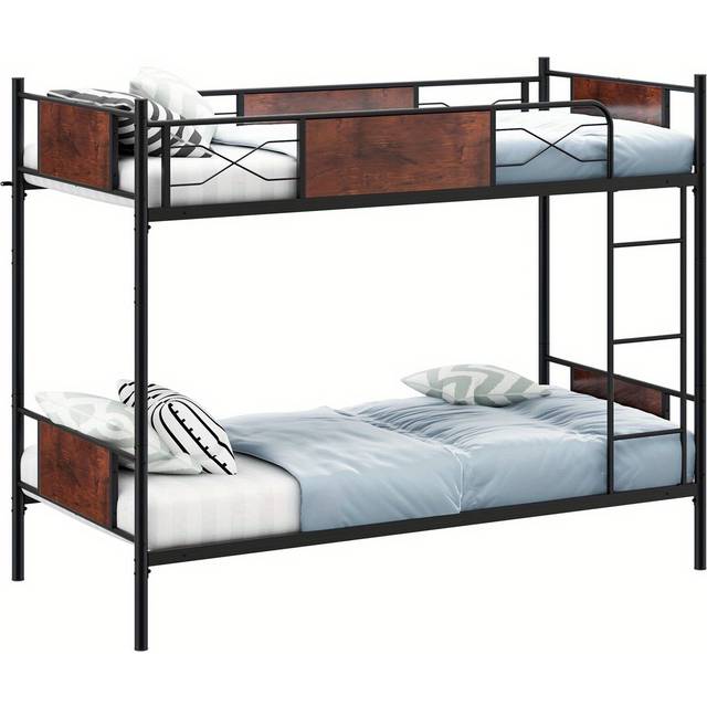 TEMU Goflame Metal Bunk Bed 3ft Single Over Single Loft Bed Frame W/ Ladder Safety