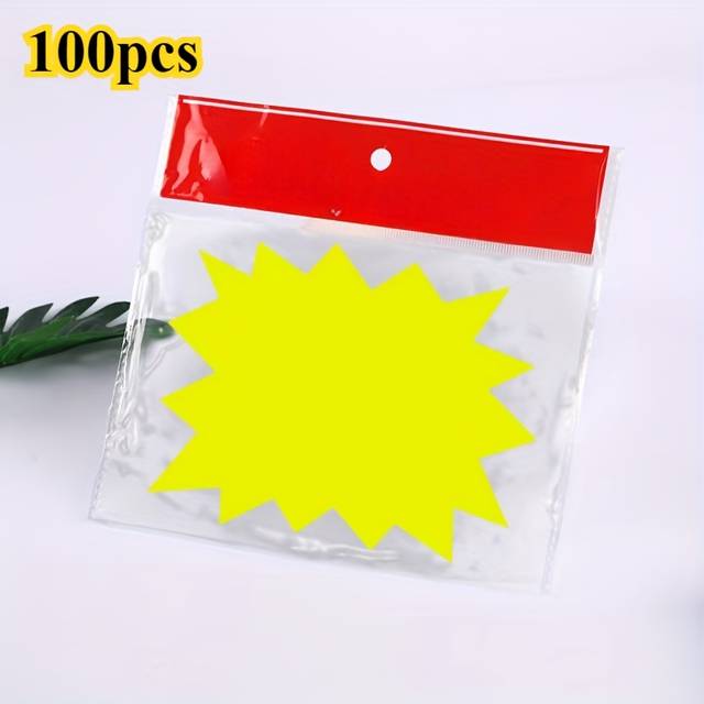 TEMU 50/100pcs -the-dark Starburst Price Tags - 6 Vibrant Colors, 2.76x3.54 Inches, Bright Labels For Retail, Supermarkets, Malls & Markets, Market Essentials | Eyecatching Tags | Durable Paper Labels
