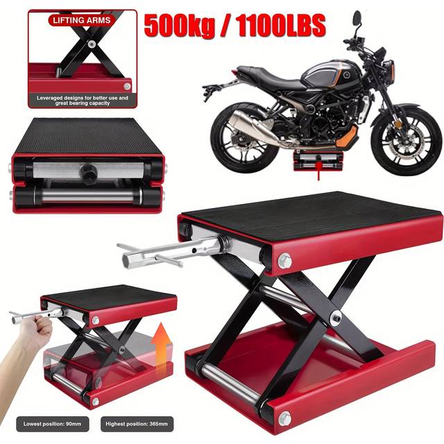 TEMU Motorcycle Scissor Lift, Jack Scissor Hydraulic Lift For Vehicle, Stand Lift Jack For Motorbike Repair, Heavy Duty Repair Deck Bracket With Adjustable Height (3.6 Inch-15 Inch)
