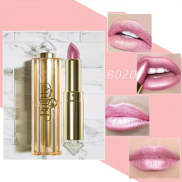 TEMU Cosmetics Glitter Lipstick Nude Pink Lipstick With Sparkling Metallic Glitter Long Formula Pigmented Purplr Shimmer Pearlscent Pearling Lipsticks Full Coverage Lip Makeup For Women