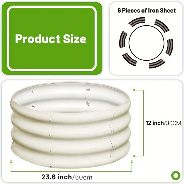 TEMU 1 Pack Round Raised Garden Bed Kit, Outdoor Garden Raised Planter Box, Round Large Metal Raised Garden Beds For Vegetable