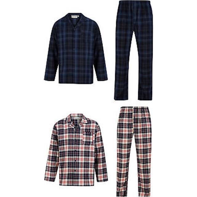 Checked pyjamas set mens brushed cotton walker reid nightwear button up pjs