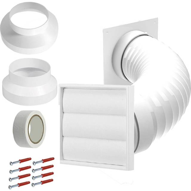 Cooker hood external vent kit 4" 5" 6" 100mm 125mm 150mm white cowl wall duct