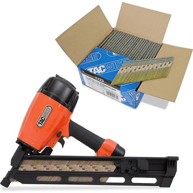 Tacwise - KDH90V 2nd Fix Angled Strip Pneumatic Nail Gun Nailer + 2200 Ring Nails
