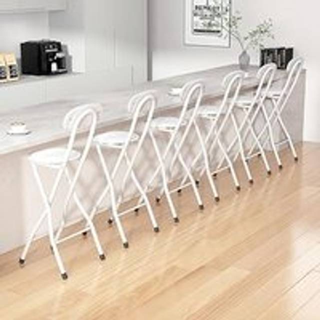 Mcc Direct - Folding Bar Stools Set of 6, Breakfast Barstool Kitchen Restaurant Seating, Faux Leather Foldable Chairs with Metal Frame, Padded High