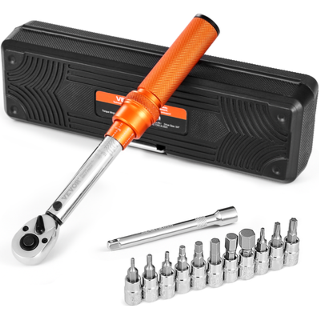 Click Torque Wrench Set, 1/4Inch Drive, 20-200lbf-in/2.3-22.6N.m, Dual-direction and Dual Range Scales, 72-Tooth, ±3% High Precision, with Bit