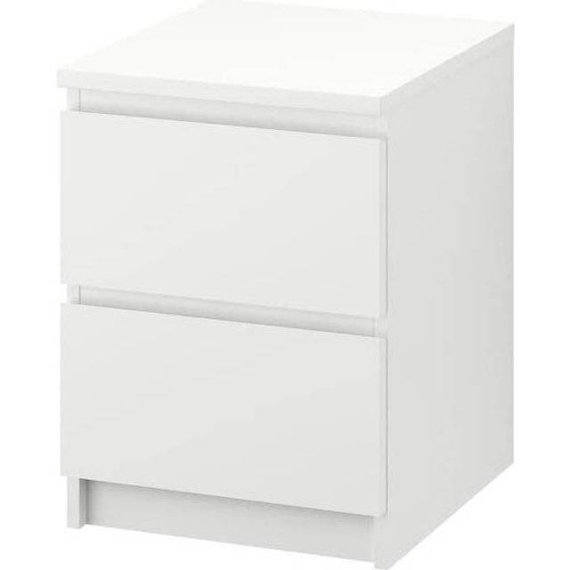 IKEA MALM Wooden Chest of 2 drawers, High-gloss white 40x55 cm