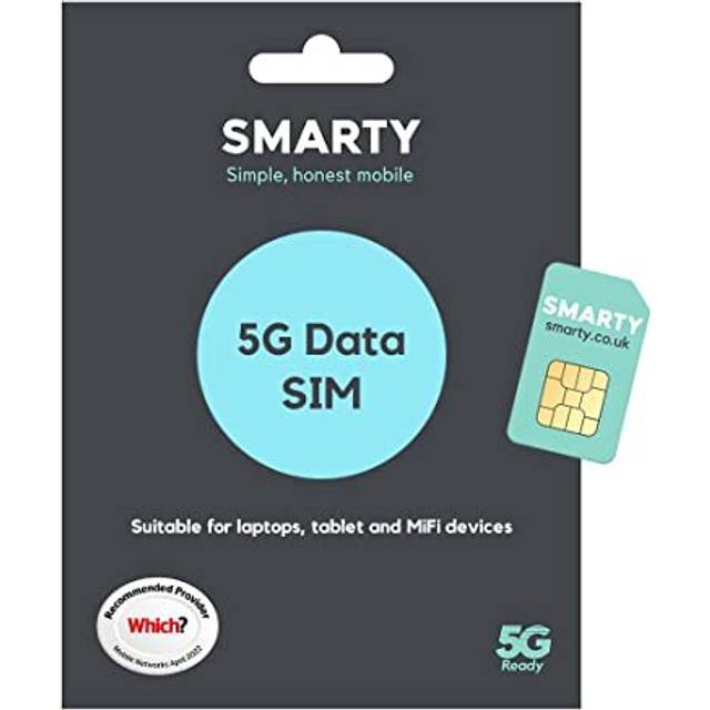 SMARTY 5G DATA ONLY SIM CARD, Superfast 5G at No Extra Cost, Pay when you Activate, Perfect for Travel - Suitable for Laptops, Tablets and MiFi