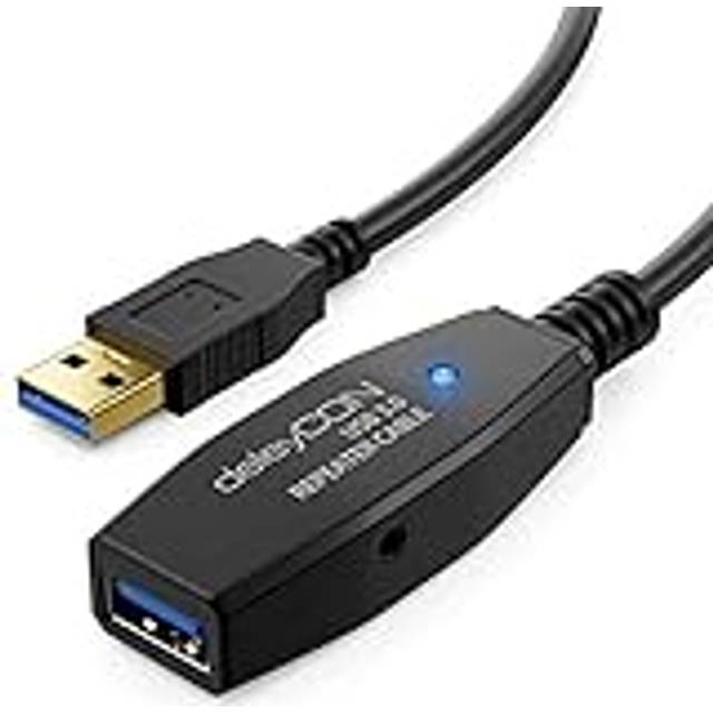 deleyCON 15m Aktiv USB 3.0-Kabel Aktiv Förlängning med 2 Signalförstärkare USB3.0 Repeaterkabel Förlängningskabel PC Dator Skrivare Skanner