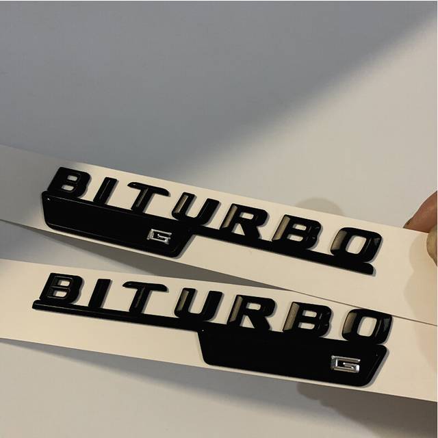 1pair Matte Black Letters Fender Emblem Badge Emblems for Mercedes Benz