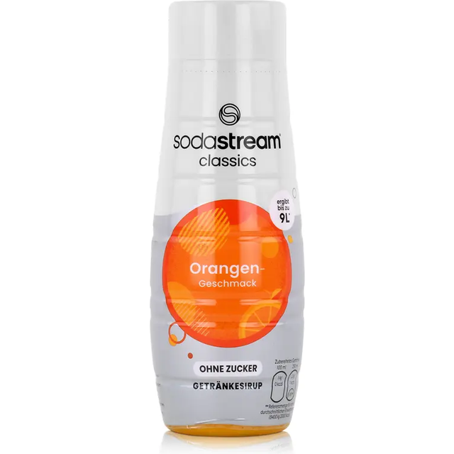Sodastream orange flavor drink syrup without sugar yields 9l 440ml