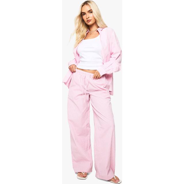 Womens Pinstripe Wide Leg Trousers - Pink - 6, Pink
