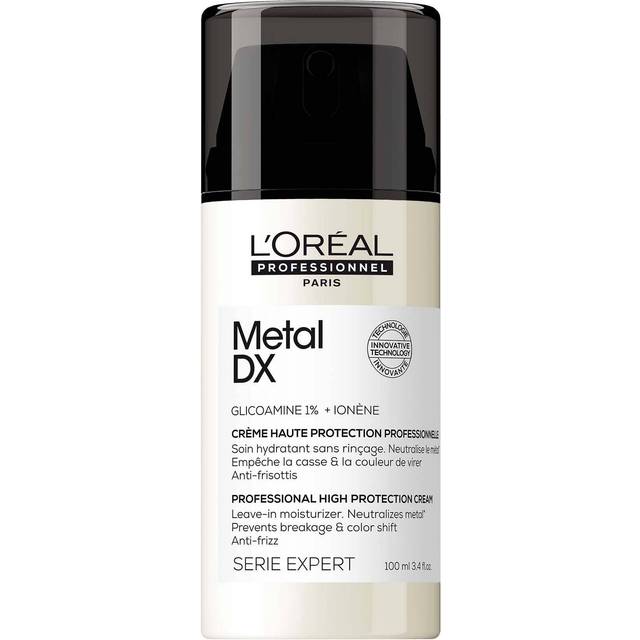 L'Oréal Professionnel Leave-In Cream för alla hårtyper, mot hårbrott, färgförändringar och frizz, med UV-filter och värmeskydd, fuktgivande, seriexpert, Metal DX High Protection Cream