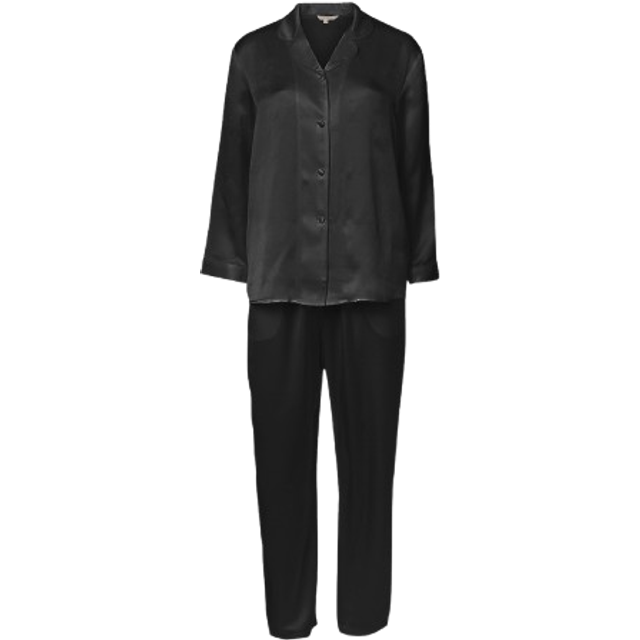 Lady Avenue Pure Silk Basic Pyjamas - Black - Medium