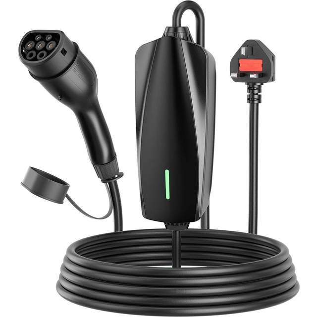 TEMU 8m Ev Charger Cable. Type 2 To 3 - Pin Plug, 13a, 3.3kw. Plug - And - Play. With Charger Cover, Manual & Portable Storage Bag. For Evs & Phevs. Black