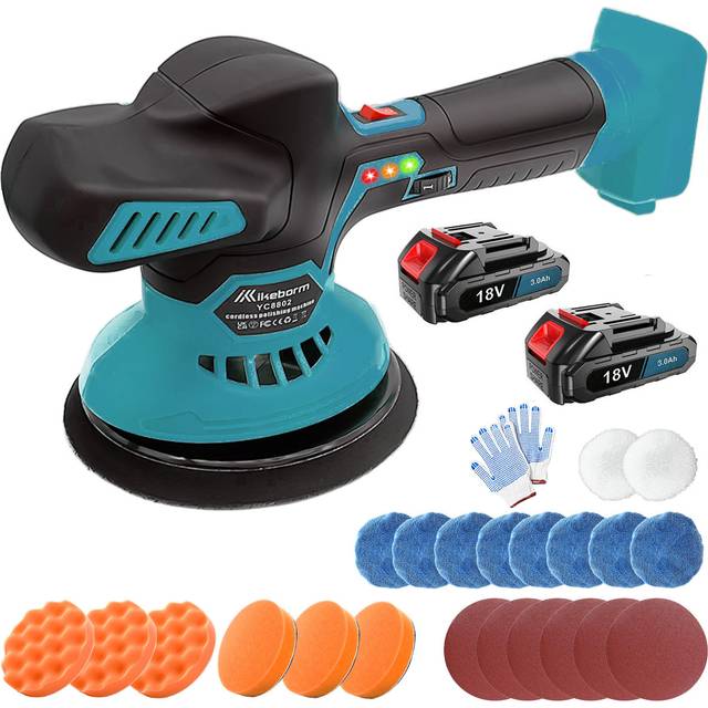 TEMU Cordless Car Polisher With 2x 3000mah Lituium Or No Battery, Compatible With Makita 18v Battery, Powerful 6 Inch Buffer Polisher, 6 Variable Polishing Kit, For Auto Detailing/polishing/waxing