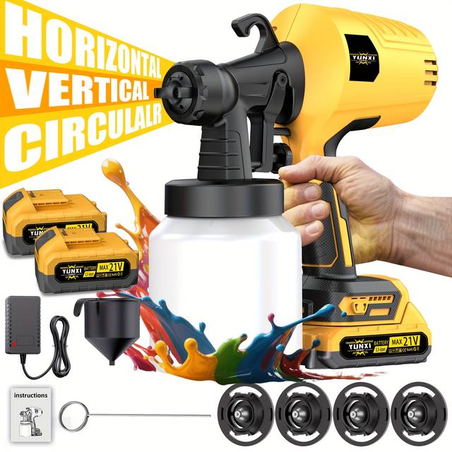 TEMU 2025 High-voltage Electric Airless Hvlp Spray , Suitable For Indoor And Outdoor Walls, Wood, Fences, Decks, Furniture - Including Adjustable Spray Mode And , Simple And Portable Wireless