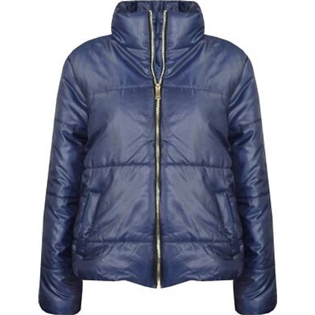 (7-8 Years, Navy) Girls Navy Padded Quilted Puffer Bubble Jackets