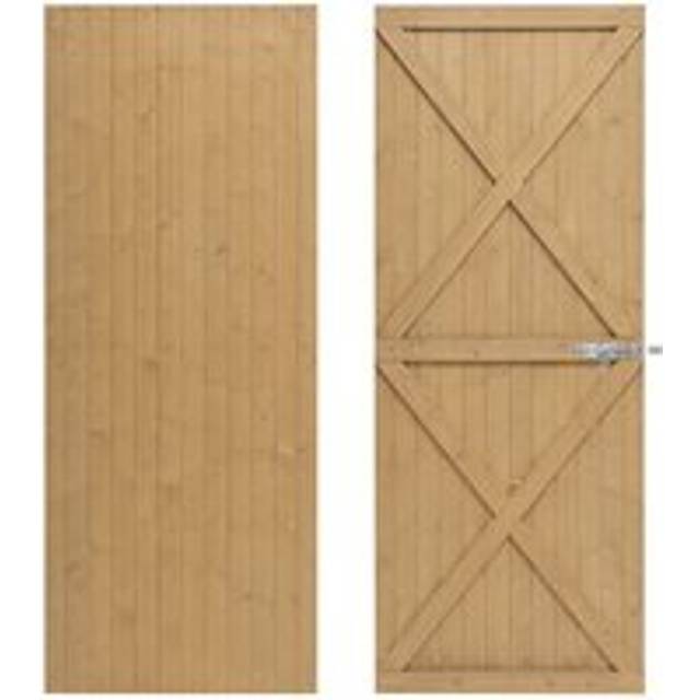 Living And Home 183X79Cm Garden Pine Wood Flat Top Gate With 1Pcs Latch & 3Pcs 8 Inch T-Shaped Hinges In Brown - One Size