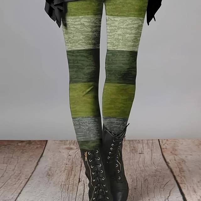 TEMU Women's Casual Printed Skinny Leggings, 95% Polyester 5% Elastane, Knit Fabric, 180gsm, Stretchy Bottoms