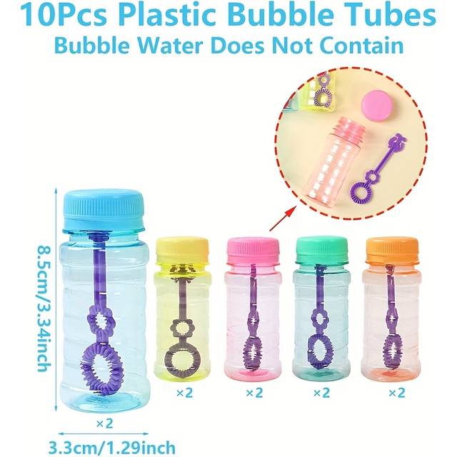 TEMU 10pcs, Colorful Plastic Bubble Wand, Bubble Water Does Not Contain, Blue Yellow Pink Tube, Boy Girl Birthday Party Favor, For Birthday, Wedding, Bridal Shower, Party Favor Packs