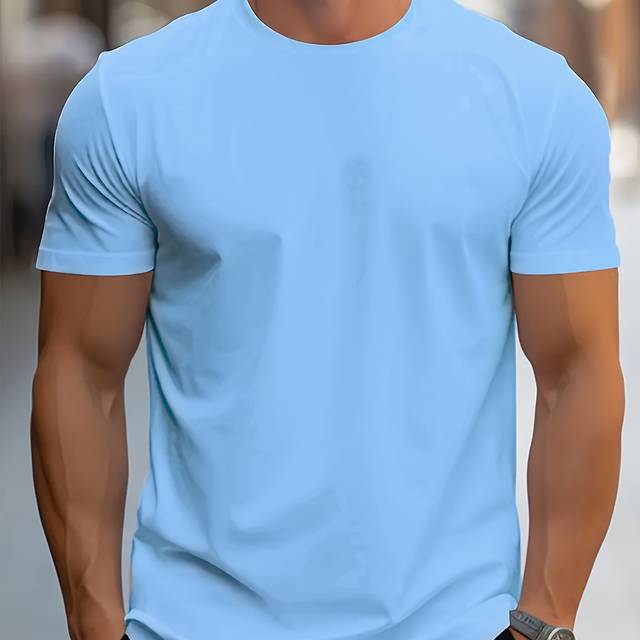 TEMU Men' Color Graphic Design T-shirt, Casual For Summer, Men's Clothing Tops For Daily Activities