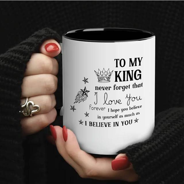 TEMU 1pc, To My King Coffee Mug, Ceramic Coffee Cups, Water Cups For Boyfriend Husband, Drinkware, Birthday Gifts, Holiday Gifts