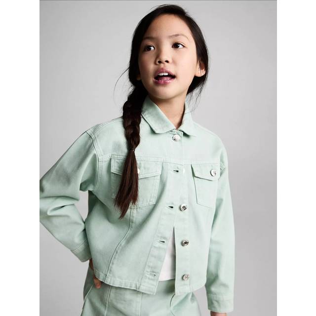 Mango Kids' Matcha Cotton Denim Jacket, Green