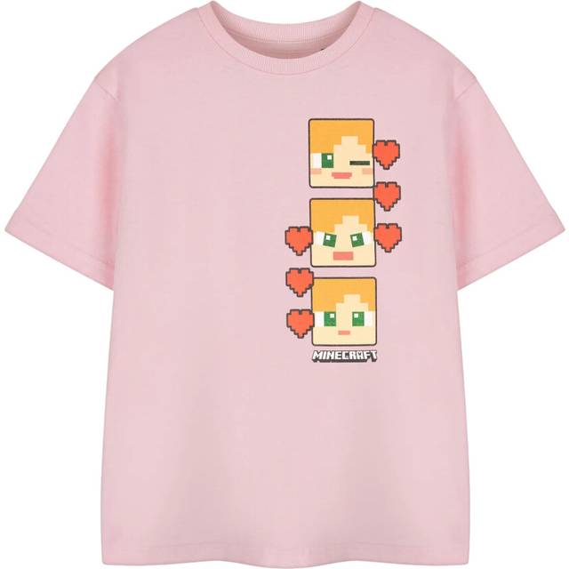 Minecraft Girls Pixel Hearts Short-Sleeved T-Shirt