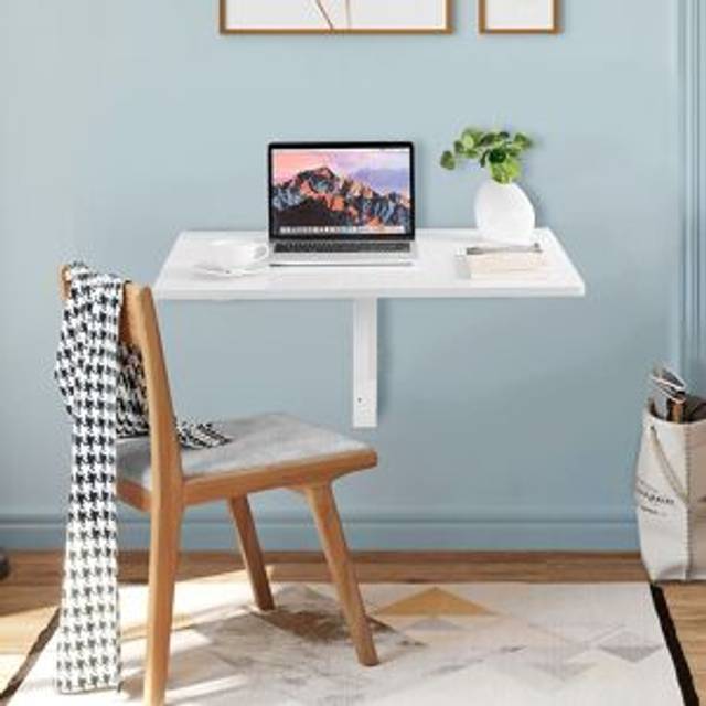 17 Stories Oracio 80cm W Rectangle Floating Desk White 43cm H X 80cm W X 60cm D