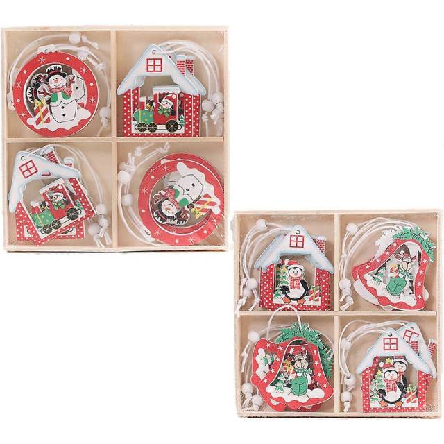 (style4961, One size) (NEWPATTERN)24PCS Christmas Wooden Ornaments Winter Ornaments for Christmas Tree, Farmhouse Rustic Ornaments Santa Claus Pendant