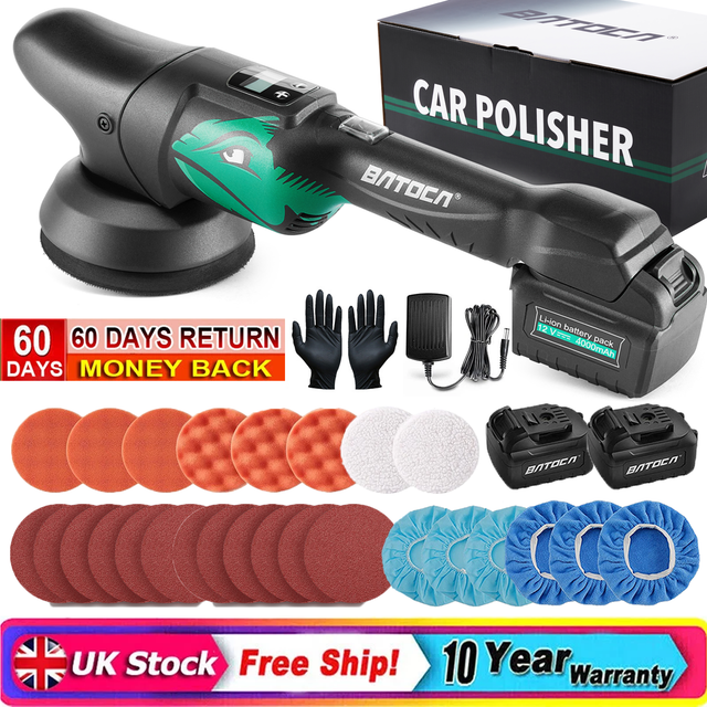 Cordless car polisher buffer sander machine polishing pads kit +2x 4ah batteries