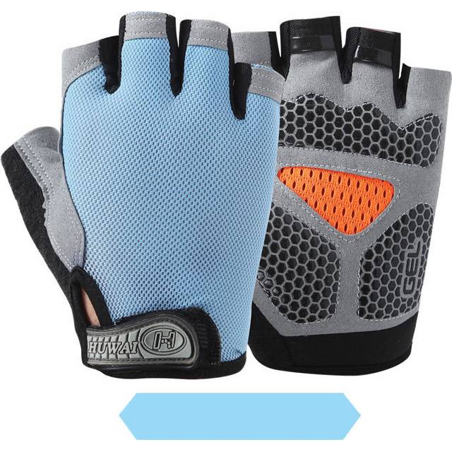 (S, upgrade light blue) Sports Men's Cycling Gloves Summer Women Biker Gym Mountaineering Fitness
