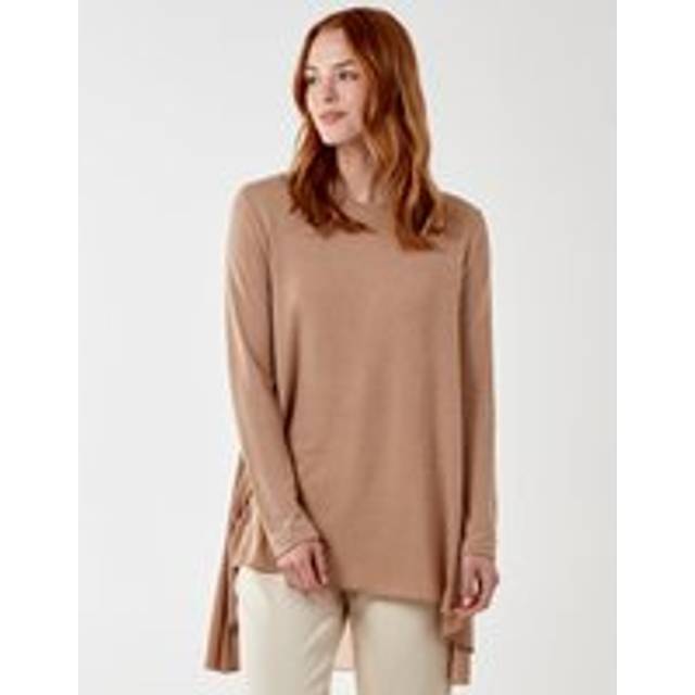 Blue Vanilla Womens FERNE - Dipped Hem Sheer Back Tunic - Taupe - Size Large