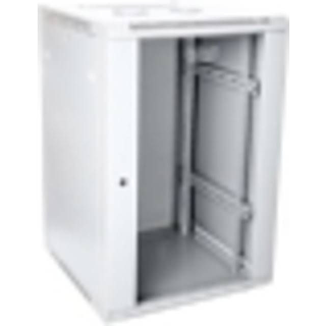 15U wall mounting cabinet 19' rack 600x600, glass door, ununmounted, 60kg,  grey (RAL 7035)