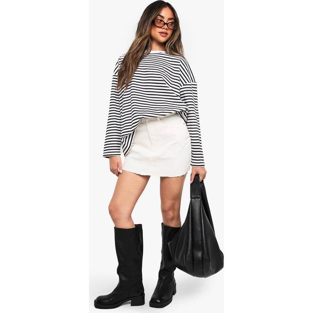 Womens Denim Mini Skirt - Cream - 12, Cream