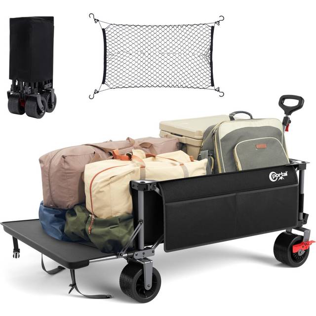 Portal Widened Folding Festival Trolley XXL With Brakes - Heavy Duty 600L Camping Cart, Beach Wagon, Collapsible Garden Cart for Picnic - 180KG