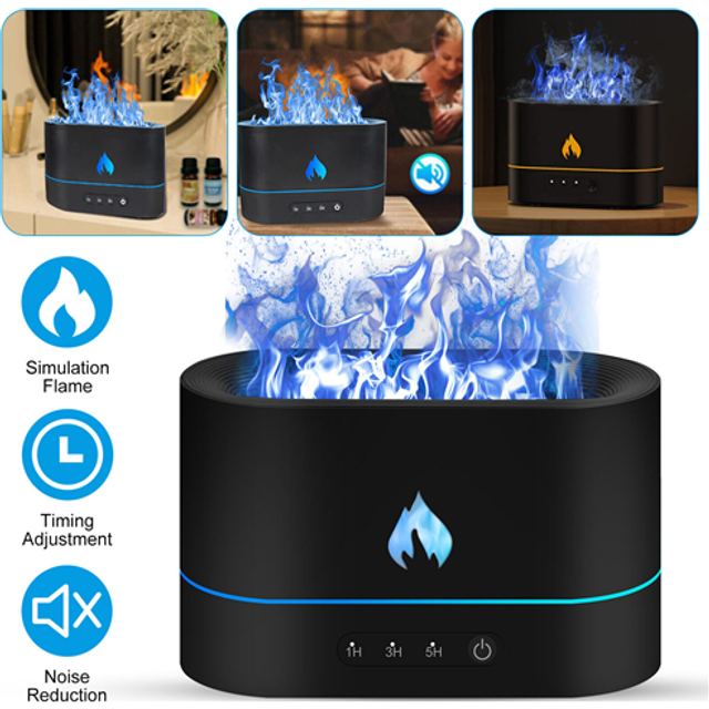 250ml USB Air Humidifier Essential Oil Aroma Diffuser 3D Flame Mist