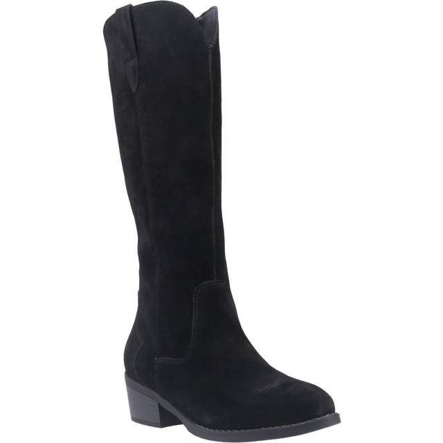 (Black, 8 (Adults')) Hush Puppies Isabella Suede Women's Black Heeled Knee High Boots