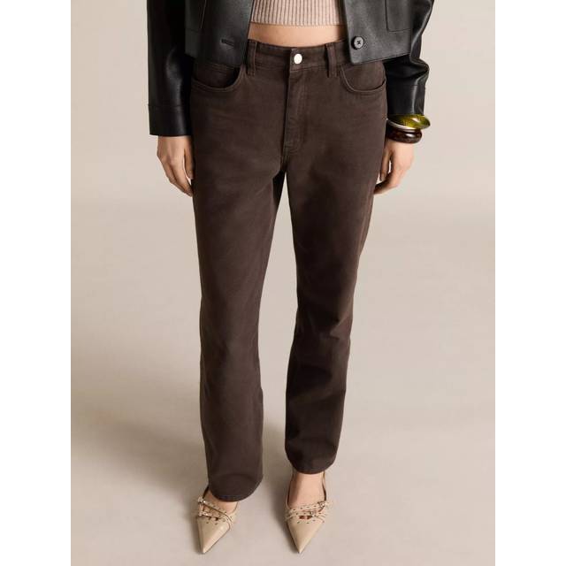 Mango Cecilia High Rise Straight Leg Jeans, Dark Brown