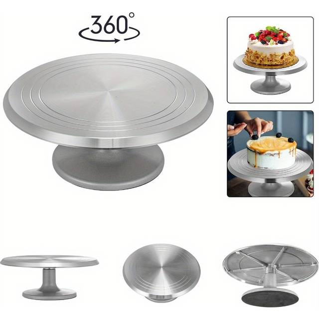 TEMU Cake Turntable 12 Inch Cake Stand Turntable Decorating Aluminium Alloy Cake Decorating Turntable Aluminium Alloy Rotating Cake Stand For Cake Decoration