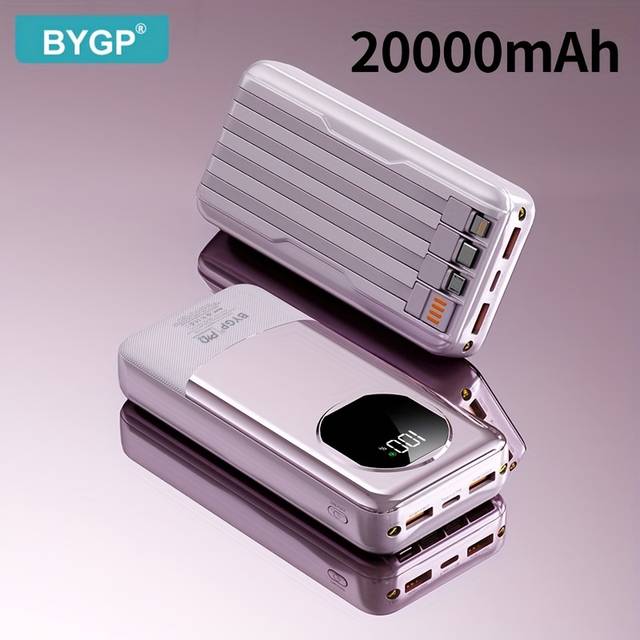 TEMU Charging Mobile Power Bank 10000mah/20000mah - Suitable For Iphone Pd 18w And Android Qc3.0/22.5w, With Cable (usb-a/type-c/mccio) Port, Led Display, Outdoor Camping Emergency Backup Battery Pack