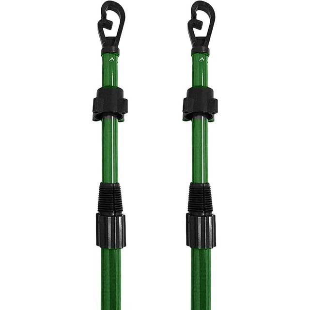 TEMU 2pack Galvanized Washing Line Prop, Extendable Outdoor Pole, Clothes Laundry Support, Telescopic 2.4m (2 X Galvanized Washing Line Prop)
