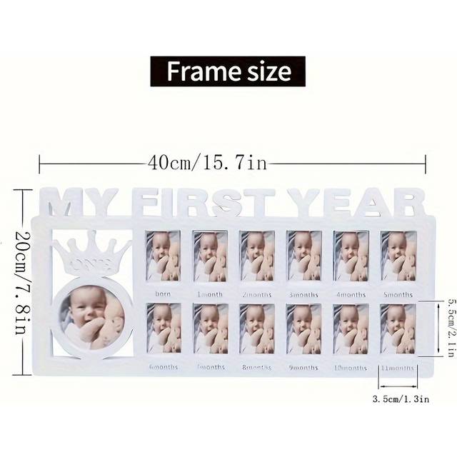 TEMU 1pc Picture Frame, 12-month Baby Growth Record Photo Frame For Wall And Tabletop Display, Year Photo Frame, For Desk Decor, Christmas Halloween Gift