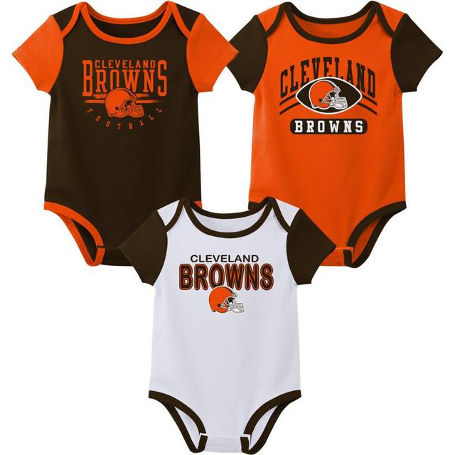 Outerstuff NFL Newborn Baby and Infant Short Sleeve Bodysuit Variety 3-Pack - Cleveland Browns  18M