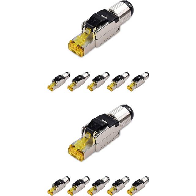 12-Pack Tool Free Shielded RJ45 8, Cat8 Field Termination Plug, Cat8 Connector, Cat8 Plug